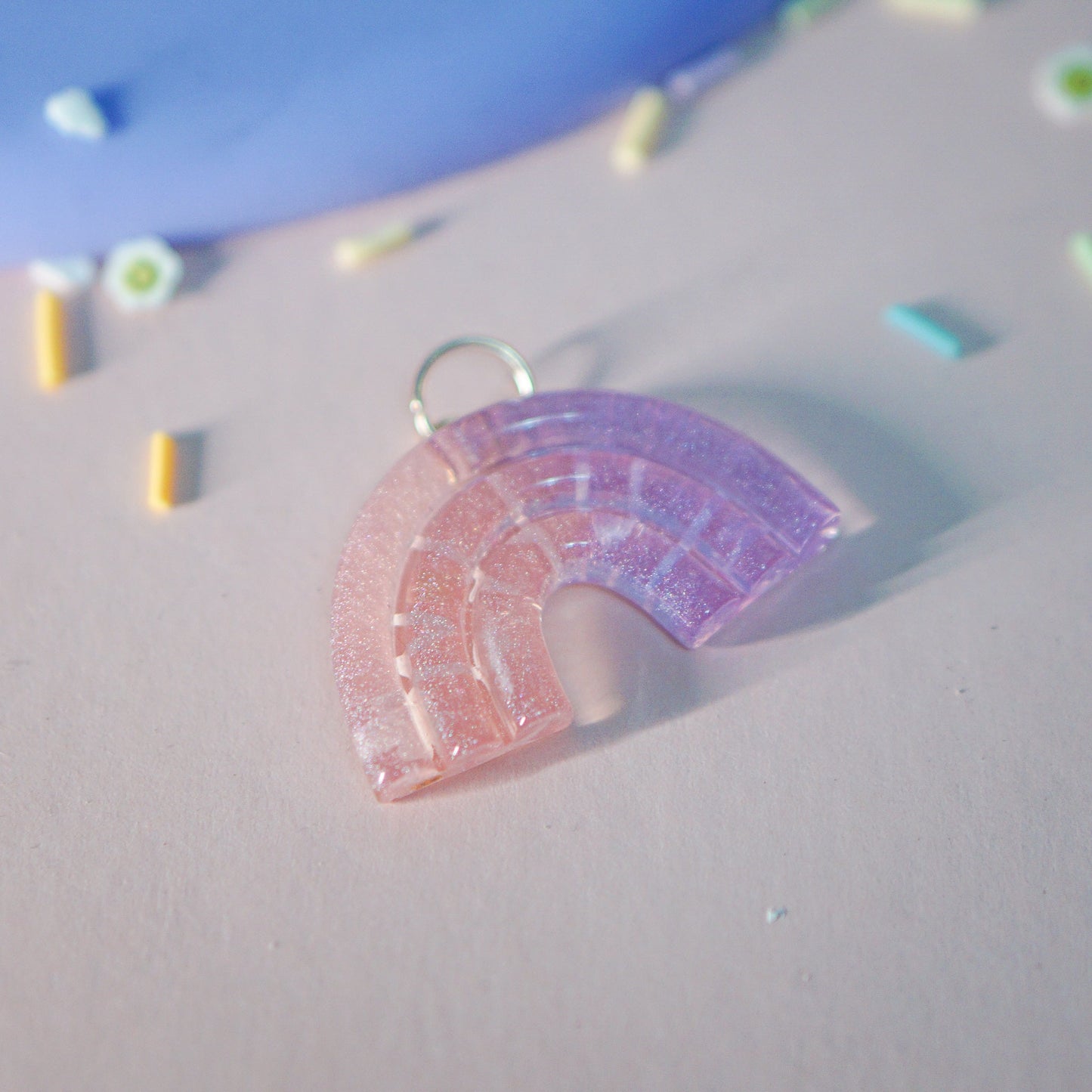 Rainbow Shaped Pink Purple Tag (Back View)