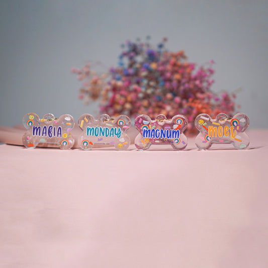 Retro Rainbow Bone Dog Tag